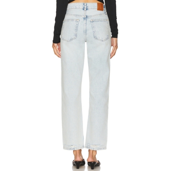 Anine Bing Kate High Rise Slim Straight Jeans In Distructed Bleached New Size 27 - Picture 3 of 13